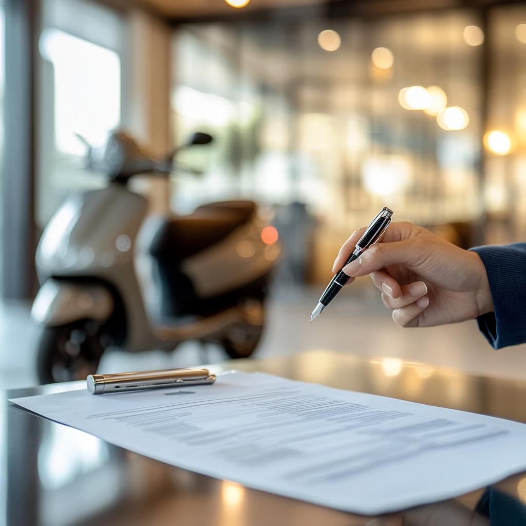 Hand mit Kugelschreiber und Vetrag