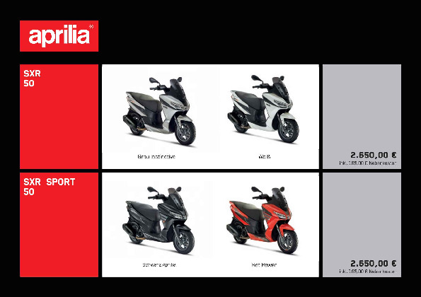 Preisliste aprilia Roller 02/2026