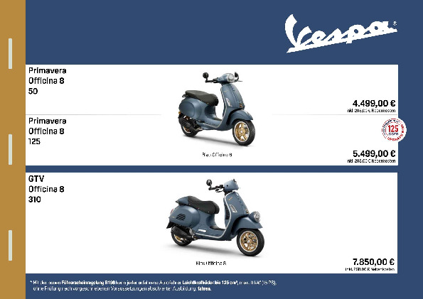 Preisliste Vespa April 02/2026