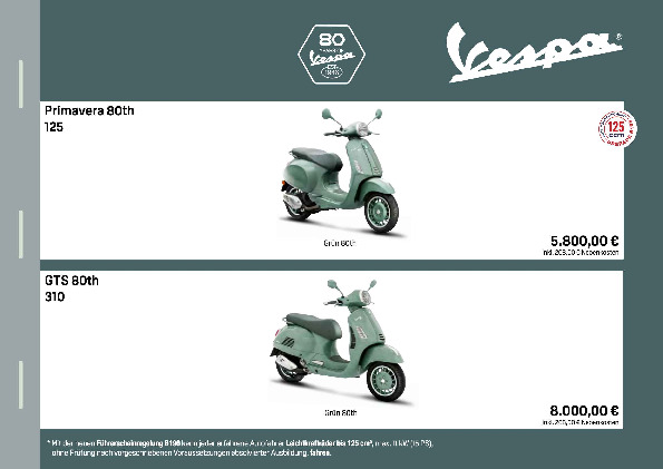 Preisliste Vespa Roller